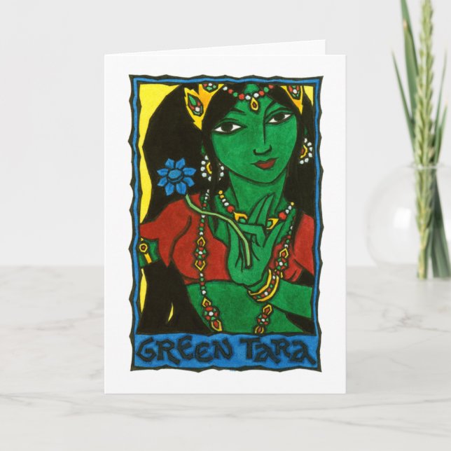 Tarjeta de felicitación Green Tara (Anverso)