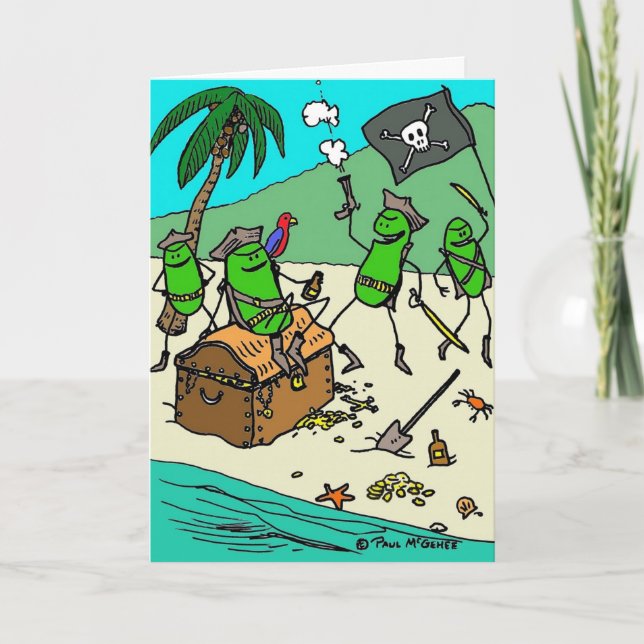Tarjeta de felicitación Green Weenii "Pirate Fiest (Anverso)
