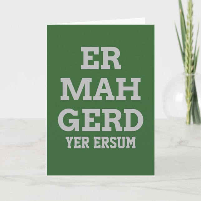 Tarjeta de felicitación gris de Ermahgerd (Anverso)
