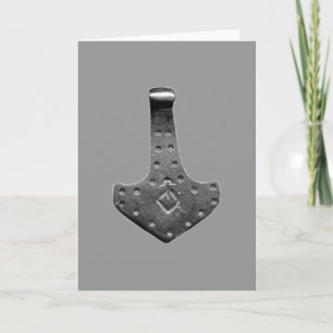 Tarjeta de felicitación gris del martillo de Thor