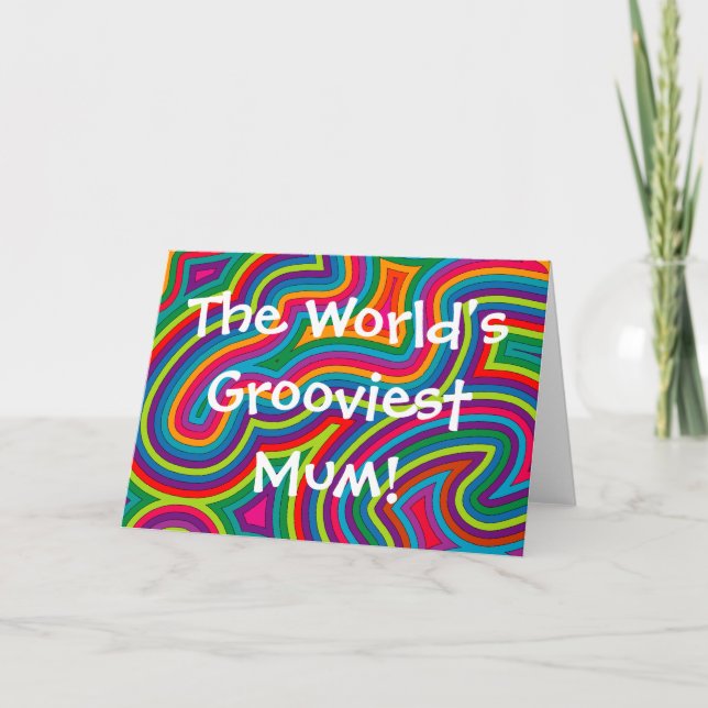 Tarjeta de felicitación Groovy Mamá (Anverso)