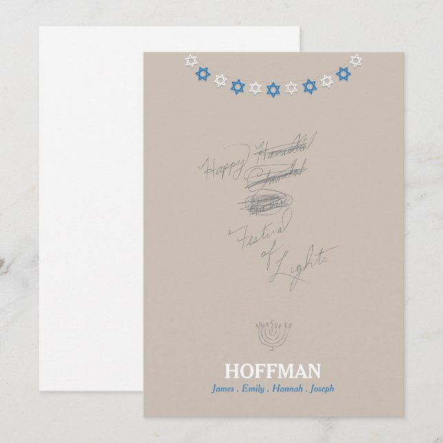 Tarjeta de felicitación Hanukkah Channukah (Anverso / Reverso)