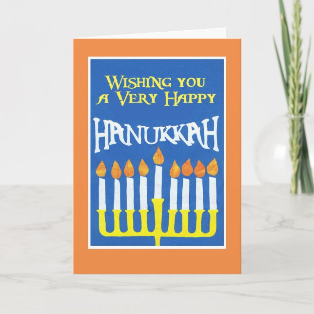 Tarjeta de felicitación Hanukkah con Menorah (Anverso)