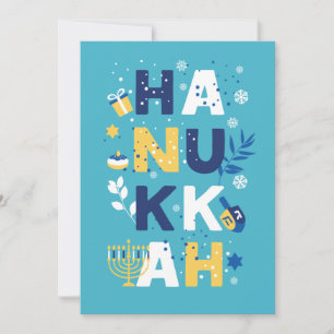 Tarjeta de felicitación HANUKKAH Menorah Dreidel