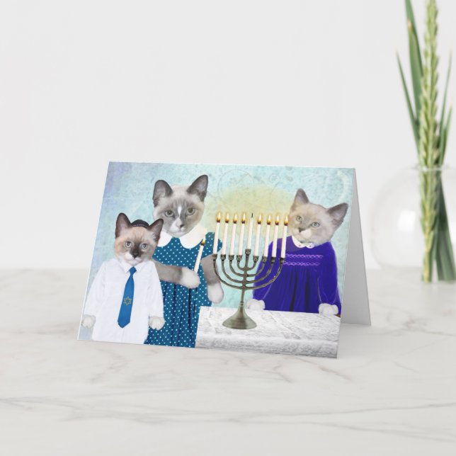 Tarjeta de felicitación Hanukkah para gatitos (Anverso)