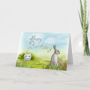 Tarjeta de felicitación Happy Birthday Rabbit Blan