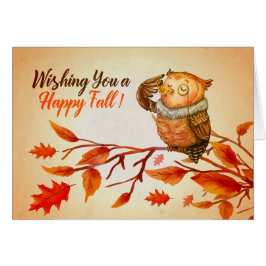 Tarjeta de felicitación Happy Fall Owl