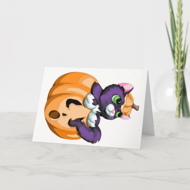 Tarjeta de felicitación Happy Meow-lloween (Anverso)