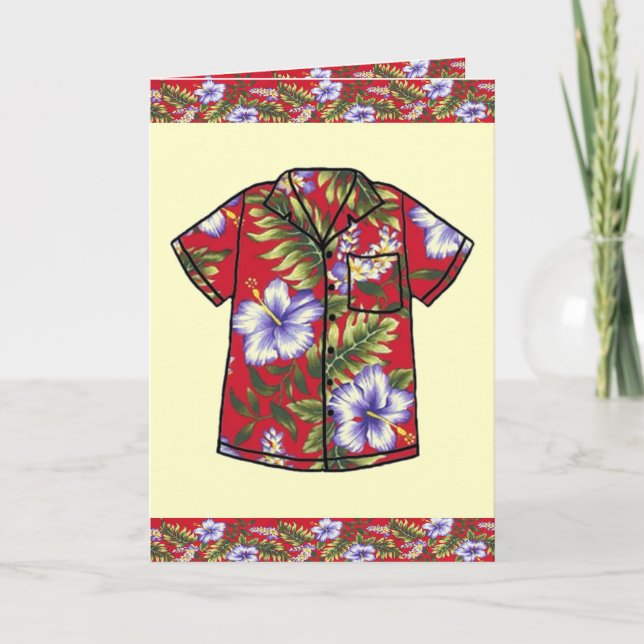TARJETA DE FELICITACIÓN HAWAIANA DE LA CAMISA DE (Anverso)