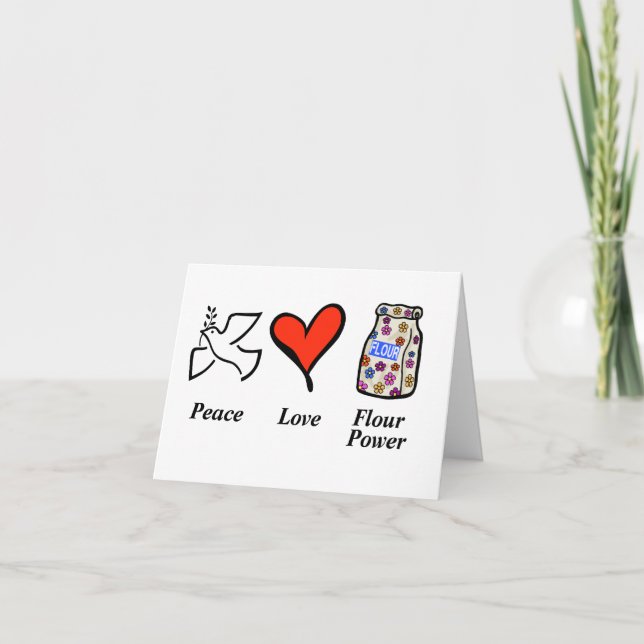 Tarjeta de felicitación Hippie Flour Power Baking (Anverso)