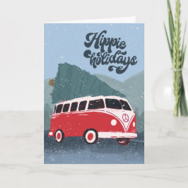 Tarjeta de felicitación Hippie Holidays Retro Bus