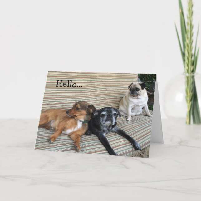 Tarjeta de felicitación: Hola/deseo usted estaba (Anverso)