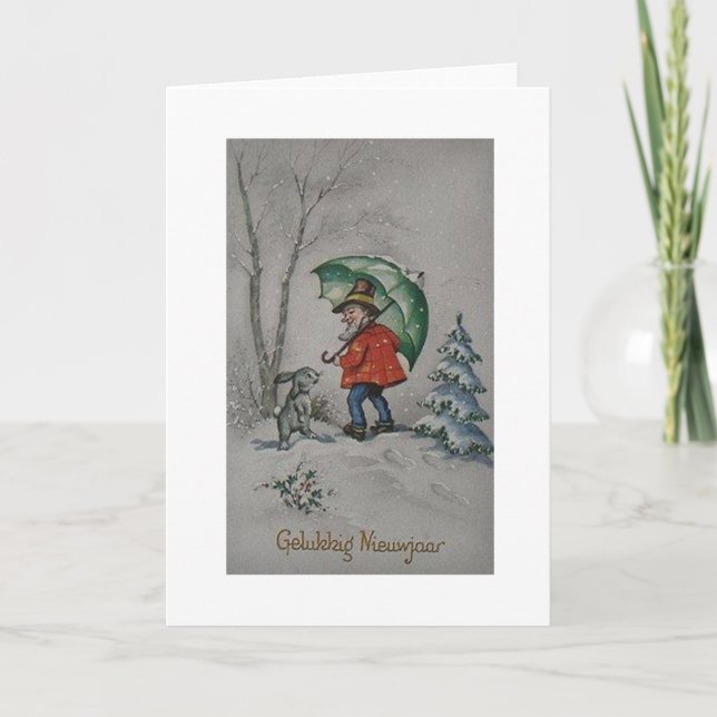 Tarjeta de felicitación holandesa del Año Nuevo (Anverso)