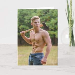 Tarjeta de Felicitación Hombre Maderero Caliente