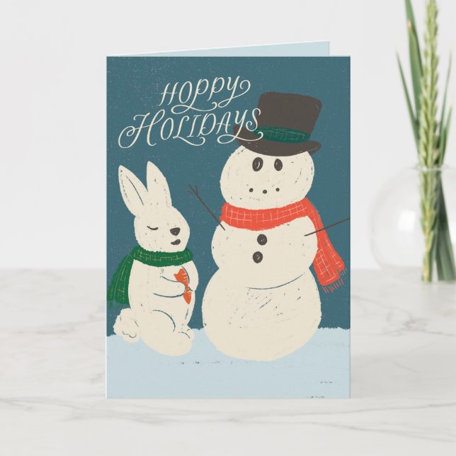 Tarjeta de felicitación Hoppy Holidays Bunny & Sno (Anverso)