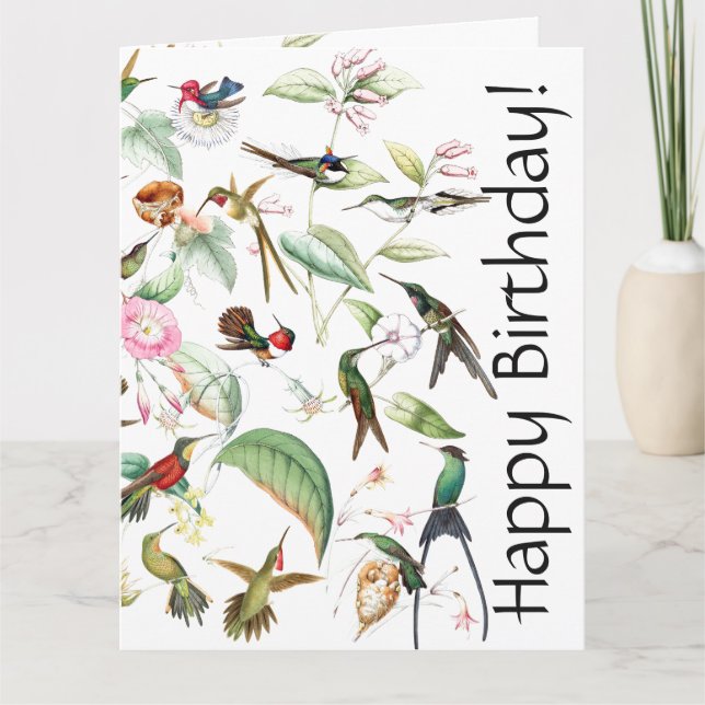 Tarjeta de felicitación Hummingbird Bird Flower Fl (Anverso)
