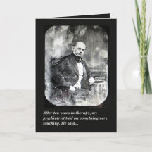 Tarjeta de felicitación humorística de psiquiatra 