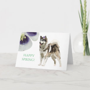 Tarjeta de felicitación Husky y Flor