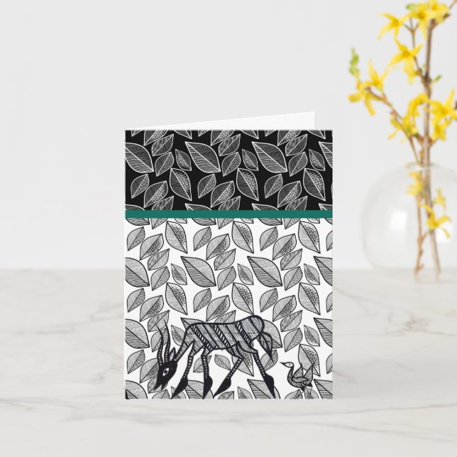 Tarjeta de felicitación inspirada en Korhogo (flor amarilla)