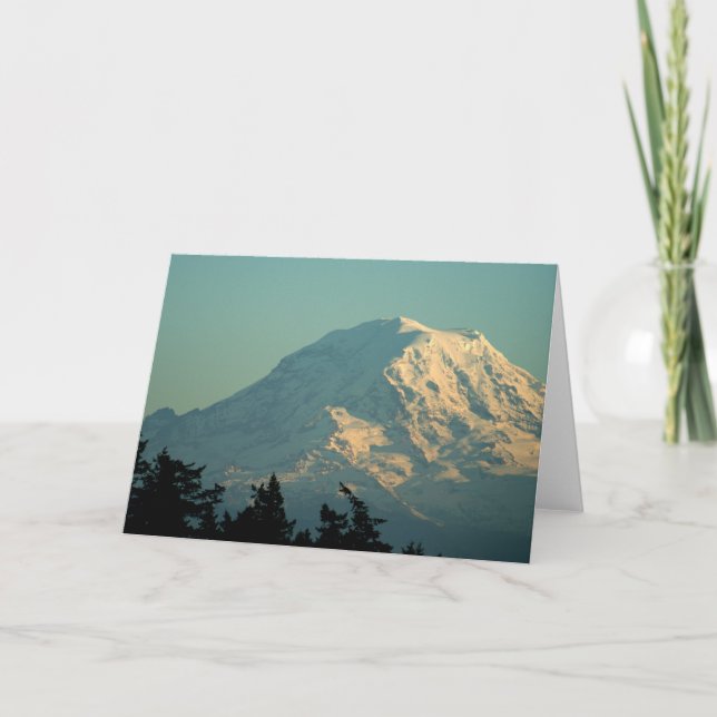 Tarjeta de felicitación: Invierno el Monte Rainier (Anverso)