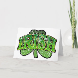 Tarjeta de felicitación irlandesa Shamrock Retro