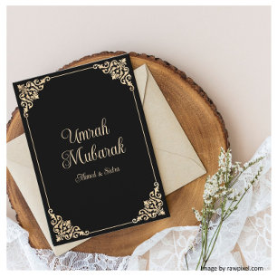 Tarjeta de felicitación islámica Umrah Mubarak Bla