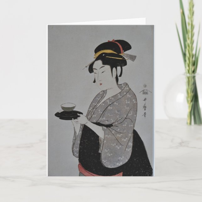 Tarjeta de felicitación japonesa del té de la (Anverso)