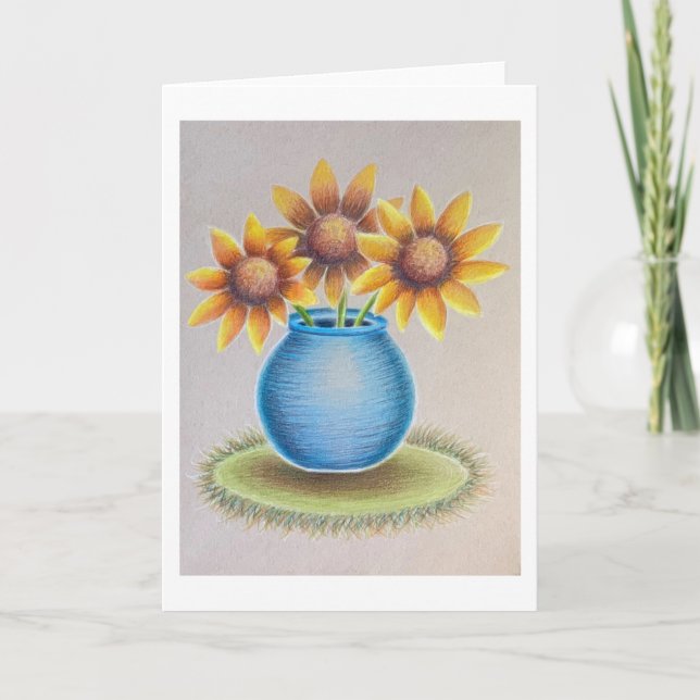 Tarjeta de felicitación Jarrón de Girasoles (Anverso)