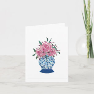 Tarjeta de felicitación Jarrón de jengibre azul y 