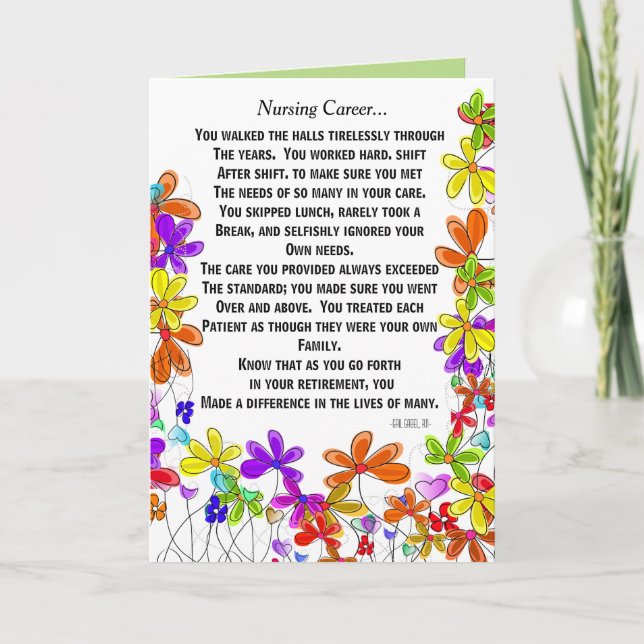 Tarjeta de felicitación jubilada del poema de la (Anverso)