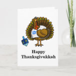 Tarjeta de felicitación judía feliz de<br><div class="desc">¡Una vez en un curso de la vida viene Thanksgivukkah! Eso es porque por primera vez desde 1888 Jánuca y la acción de gracias están al mismo tiempo. Así pues, la mezcla acción de gracias de la palabra " ¡Jánuca" ahora es "Thanksgivukkah"! Para celebrar esto, diseñé una diversión Turquía judía...</div>