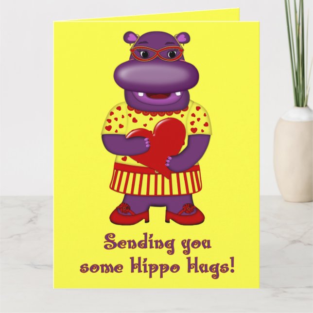 Tarjeta de felicitación Jumbo Hippo Hugs (Anverso)