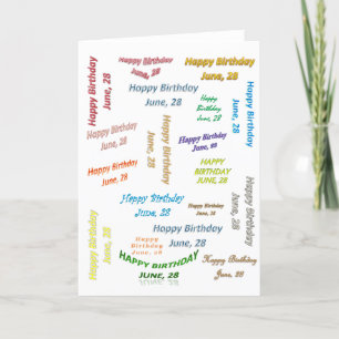 Tarjeta de felicitación Junio, 28 Cumpleaños