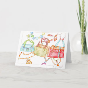 Tarjeta de felicitación justa de los bolsos