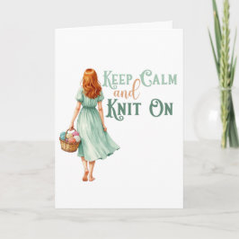 Tarjeta de Felicitación Keep Calm & Knit On 