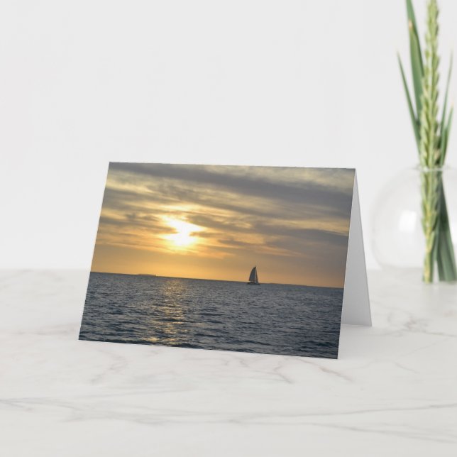 Tarjeta de felicitación - Key West, puesta del sol (Anverso)