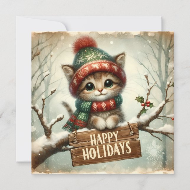 Tarjeta de felicitación Kitty para navidades (Anverso)