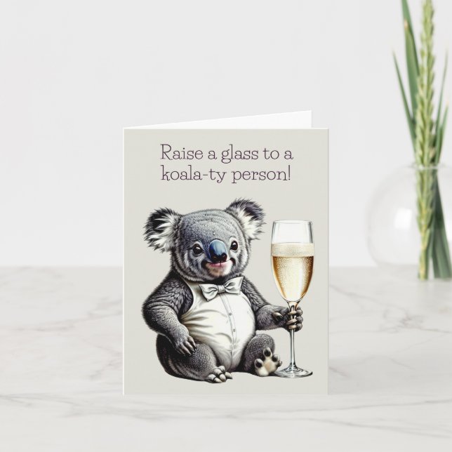 Tarjeta de felicitación Koala Pun (Anverso)