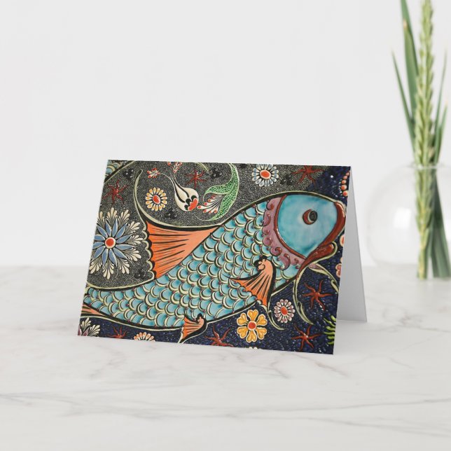 Tarjeta de felicitación Koi Mosaic (Anverso)