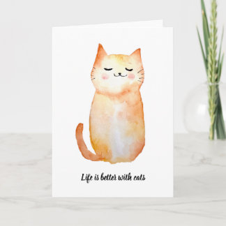 tarjeta de felicitación "La vida es mejor con gato