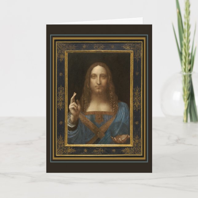 Tarjeta de Felicitación Leonardo da Vinci Salvator (Anverso)