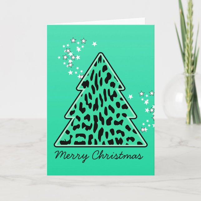 Tarjeta de felicitación Leopard cheetah Christmas  (Anverso)