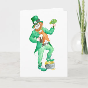 Tarjeta de felicitación 'Leprechaun' St Patrick's 
