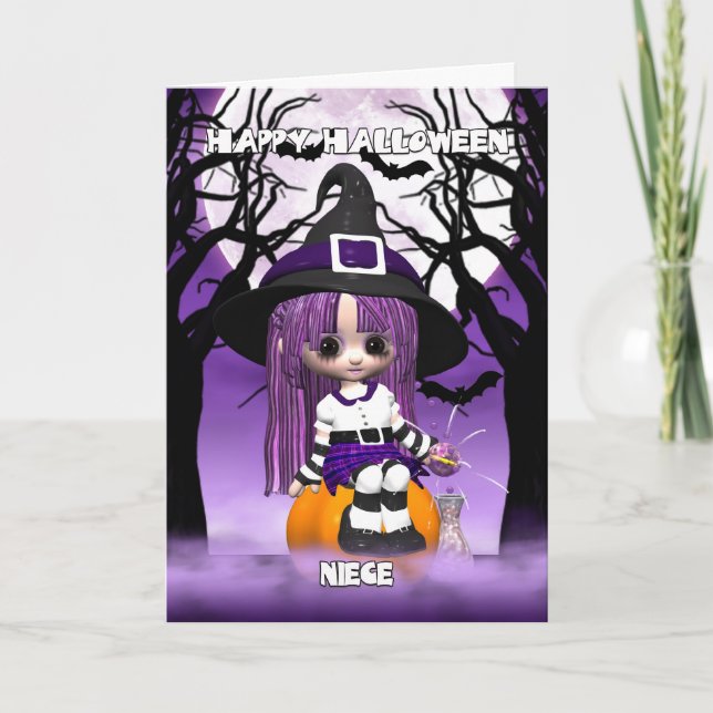 Tarjeta de felicitación linda de Halloween de la (Anverso)