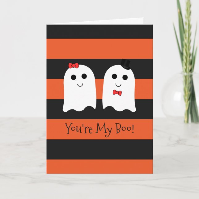 Tarjeta de felicitación linda de los fantasmas de (Anverso)