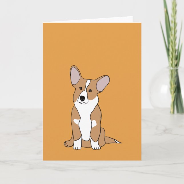 Tarjeta de felicitación linda del Corgi - (Anverso)