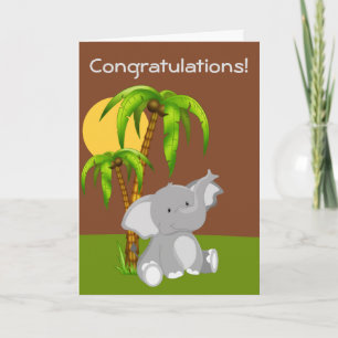Tarjeta de felicitación linda del elefante del