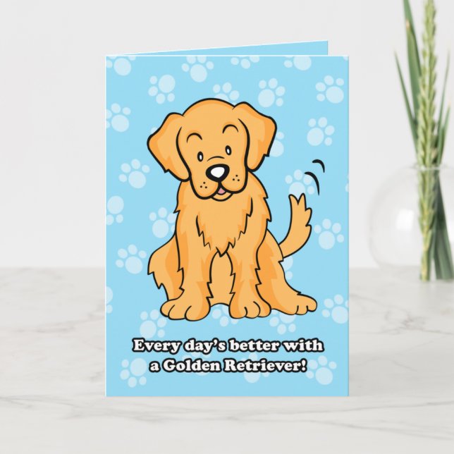 Tarjeta de felicitación linda del golden retriever (Anverso)