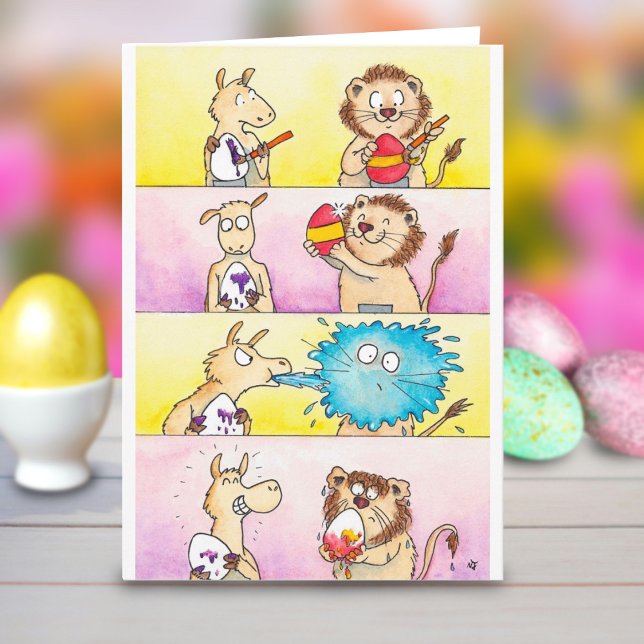 Tarjeta de felicitación Llama VS Lion Easter 2 por (Subido por el creador)