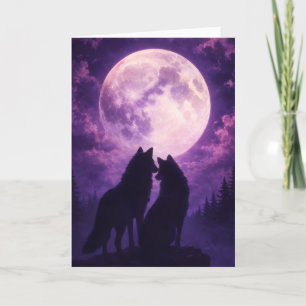Tarjeta de Felicitación Lobo Romántico de la Luna